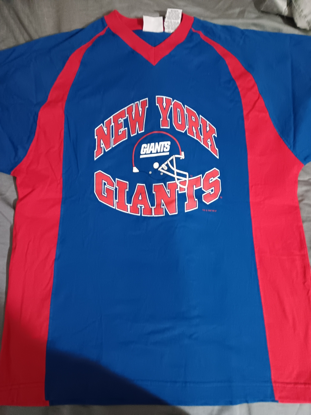 Blue and Red New York Giants Graphic Short Sleeve Tee